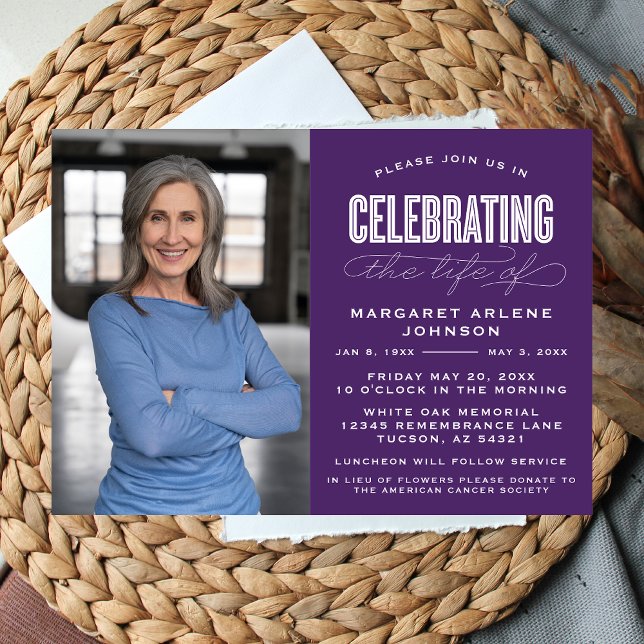 INVITACIÓN BOLD MODERNA CELEBRACIÓN DE SCRIPT FUNERAL (Subido por el creador)