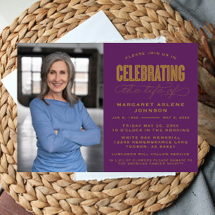 INVITACIÓN BOLD MODERNA CELEBRACIÓN DE SCRIPT FUNERAL