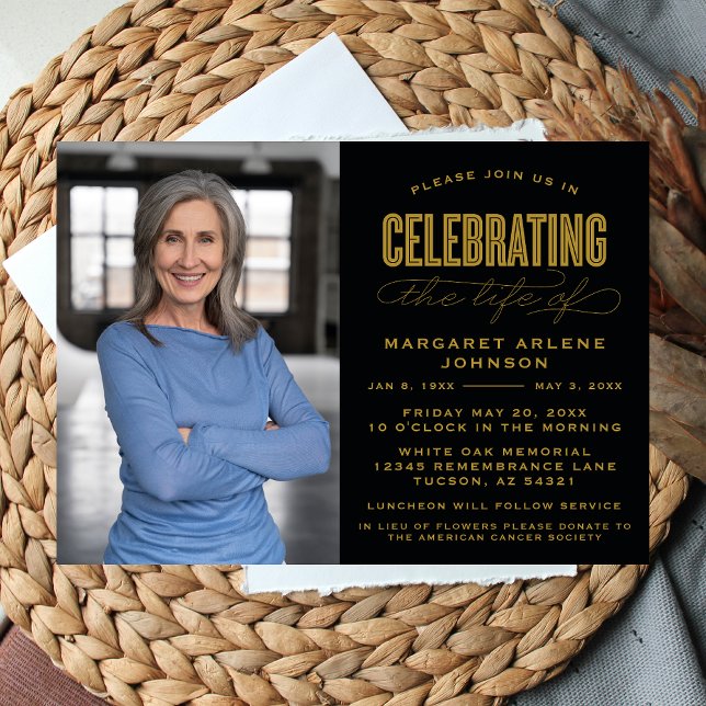 INVITACIÓN BOLD MODERNA CELEBRACIÓN DE SCRIPT FUNERAL (Subido por el creador)