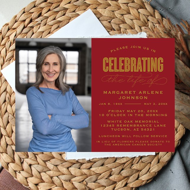 INVITACIÓN BOLD MODERNA CELEBRACIÓN DE SCRIPT FUNERAL (Subido por el creador)