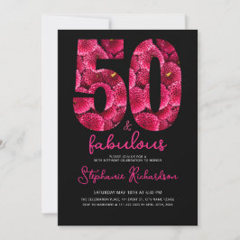 Invitación Bold Pink Floral 50 and Fabulous Birthday Party