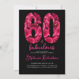 Invitación Bold Pink Floral 60 and Fabulous Birthday Party