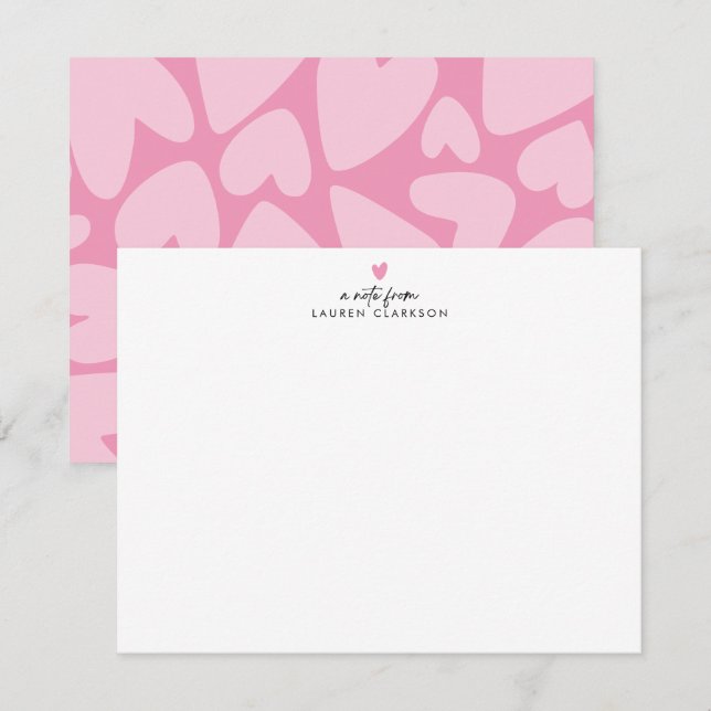 Invitación Bold Pink Hearts Note Card (Anverso / Reverso)