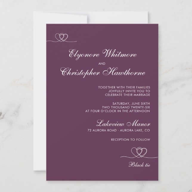Invitación Bold Plum Modern Chic Mix and Match Wedding (Anverso)