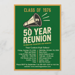 Invitación Bold Retro Megaphone 50 Year High School Reunion