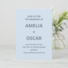 Invitación Bold Soft Blue Modern Minimal Wedding Typography