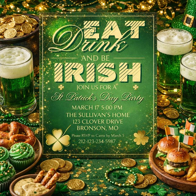 Invitación Bold St. Patrick’s Day Invitation (Subido por el creador)