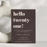 Invitación Bold Typography Brown Modern 21st Birthday Party<br><div class="desc">This personalized birthday invitation features bold,  modern typography in a rich brown tone with ivory cream text. Customize the name,  date,  time,  and location to match your celebration details. A polished option for milestone birthdays with a modern,  minimalist aesthetic. Perfect for 21st birthday parties,  cocktail celebrations,  or evening gatherings.</div>