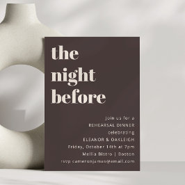 Invitación Bold Typography Brown Modern Chic Rehearsal Dinner