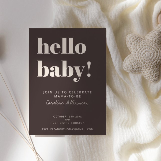 Invitación Bold Typography Brown Modern Cute Baby Shower (Subido por el creador)