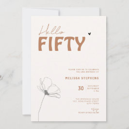 Invitación Bold Typography Ivory Brown Elegant 50th Birthday