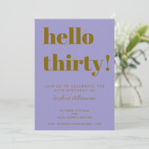 Bold Typography Purple Gold Modern 30th Birthday