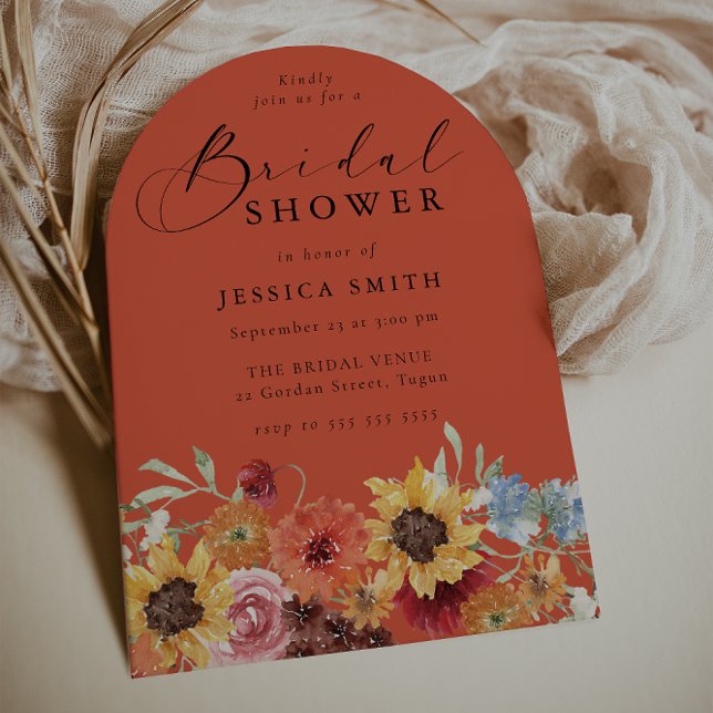 Invitación Bold Vibrant Floral Modern Arch Bridal Shower  (Subido por el creador)