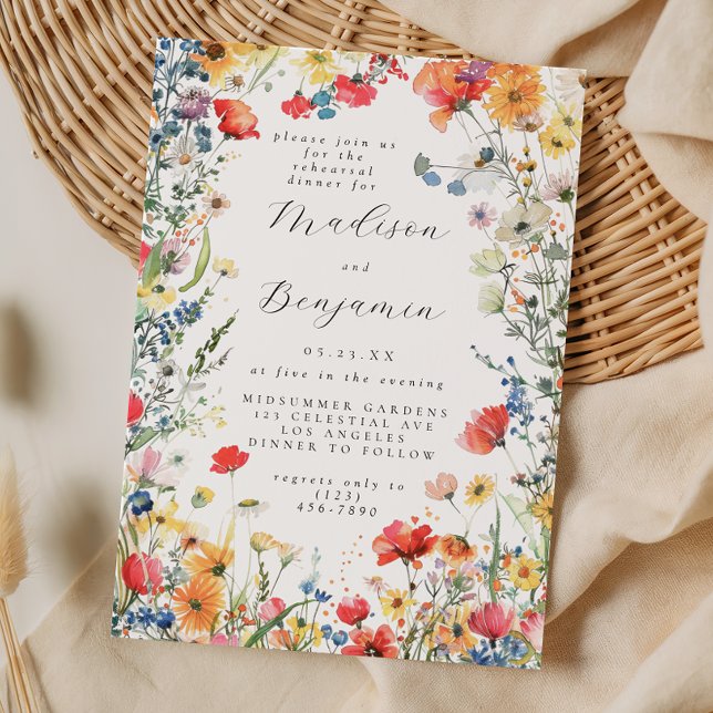 Invitación Bold Wildflower Wedding Rehearsal Dinner (Subido por el creador)