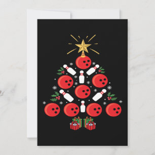 Invitación Bolera de Navidad Árbol de Navidad Divertido Jugad