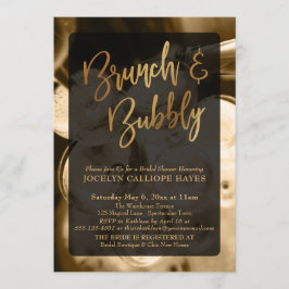 Invitación Boletería de champán de oro y escritura a mano en 
