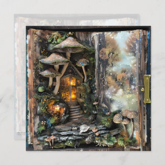 Invitación Boletín del libro del hongo Cottagecore Fall Scrap