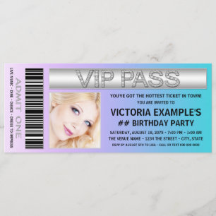 Invitación Boleto de admisión a la fiesta de cumpleaños