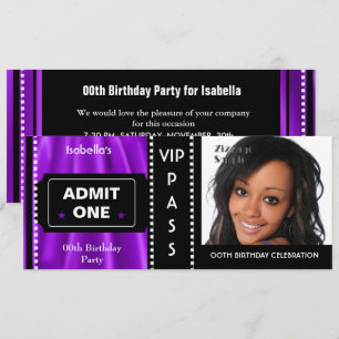 Invitación Boleto de Admisión Fiesta de Cumpleaños Foto Morad