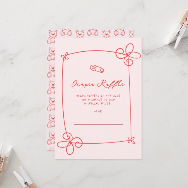 Invitación Boleto de Baby Shower con marco de trama ondulada  (Anverso/Reverso In Situ)