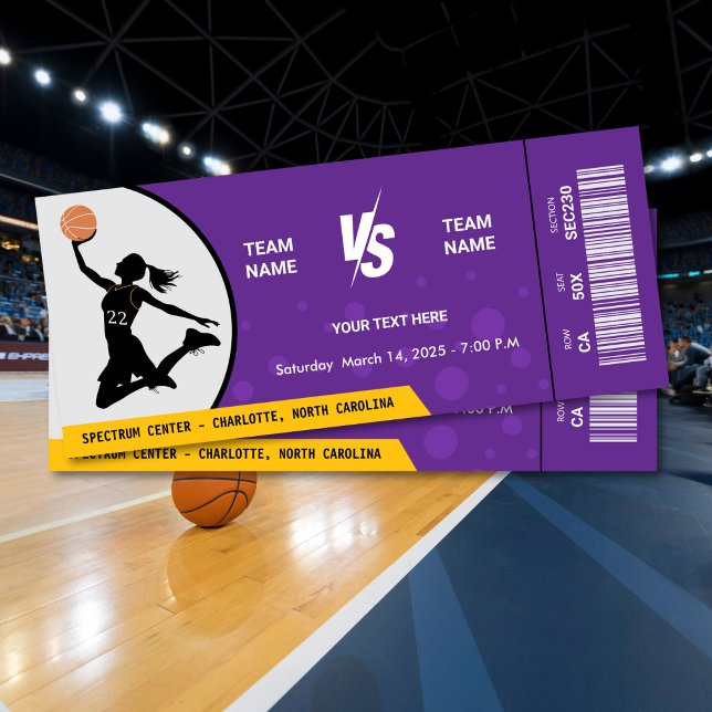 Invitación Boleto de baloncesto de Caitlin Clark WNBA #22 (Caitlin Clark Basketball Ticket WNBA #22 Invitation)