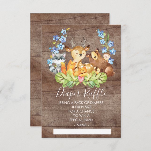 Invitación Boleto de caramelos Baby Shower Diaper Raffle Anim (Anverso / Reverso)