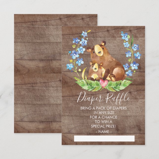 Invitación Boleto de Carrera Baby Shower Diaper Raffle de Woo (Anverso / Reverso)