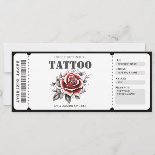 Invitación Boleto de Certificado de Regalo de Tatuaje Persona