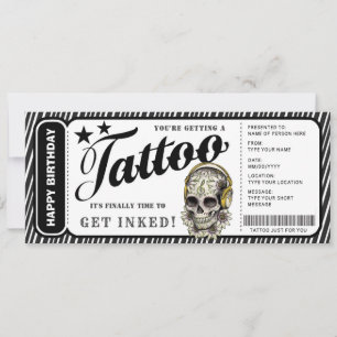 Invitación Boleto de Certificado de Regalo de Tatuaje Persona