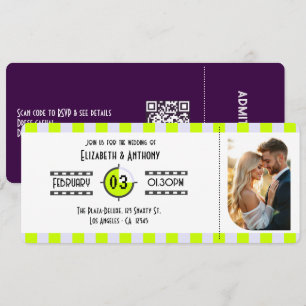 Invitación Boleto de Cine Cima Digital/Canela Lavanda/Morado