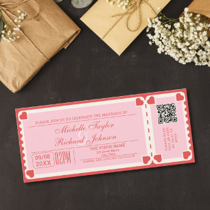 Invitación Boleto de cine retro vintage con código QR RSVP