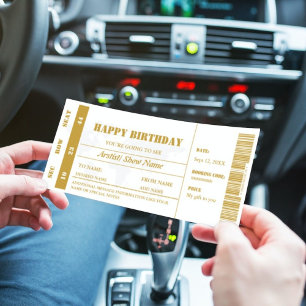 Invitación Boleto de Concierto de Regalo de Cumpleaños de Oro