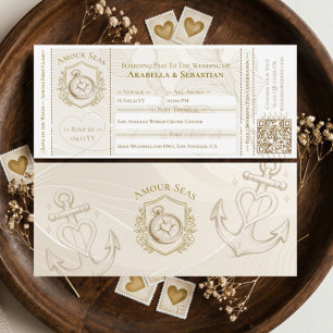 Invitación Boleto de embarque de crucero Boda en destino