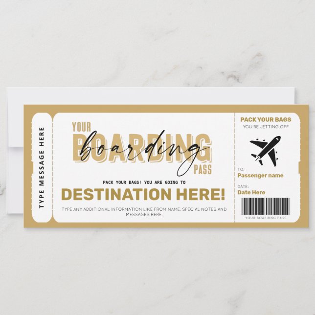 Invitación Boleto de embarque de regalo de avión falso Vouche (Anverso)