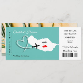 Invitación Boleto de embarque para destino de boda en Madeira