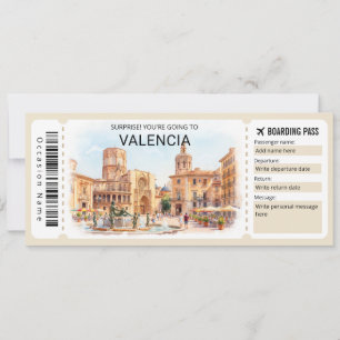 Invitación Boleto de embarque para viaje a Valencia España