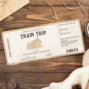 Invitación Boleto de embarque sorpresa billete tren viaje