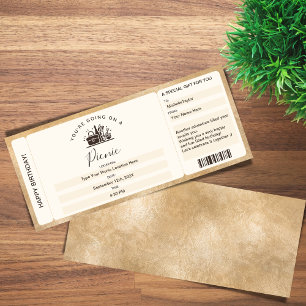Invitación Boleto de embarque sorpresa para picnic de cumplea