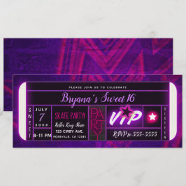 Invitación Boleto de Fiesta de Cumpleaños con Luz Negra Rosa