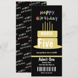 Invitación Boleto de fiesta de pastel de cumpleaños número ci