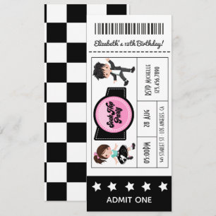 Invitación Boleto de Fiesta Sock Hop