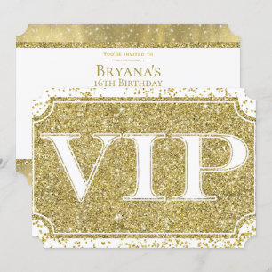 Invitación Boleto de fiesta VIP de Glitter de Oro Blanco