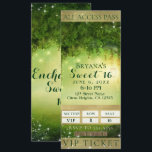 Invitación Boleto de Fiesta VIP Sweet 16 del Bosque Verde Enc<br><div class="desc">Personalizar para cualquier evento</div>