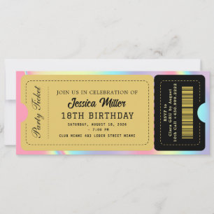Invitación Boleto de la Fiesta de Negro y Dorado
