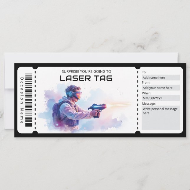 Invitación Boleto de Laser Tag  (Anverso)