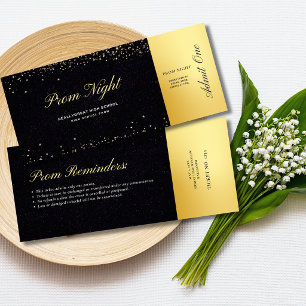 Invitación Boleto de Noche de Gala Negra y Dorada con Cielo E