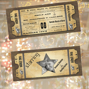 Invitación Boleto de papel antiguo tipografía moderna vintage