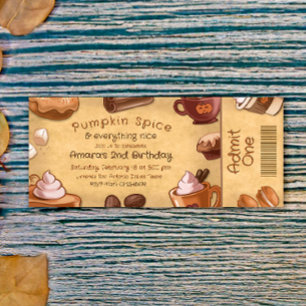 Invitación Boleto de Pumpkin Spice y Todo lo Bueno