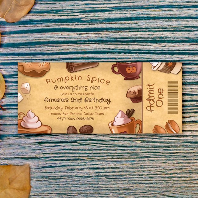Invitación Boleto de Pumpkin Spice y Todo lo Bueno (Pumpkin Spice and Everything Nice Ticket Invitation)