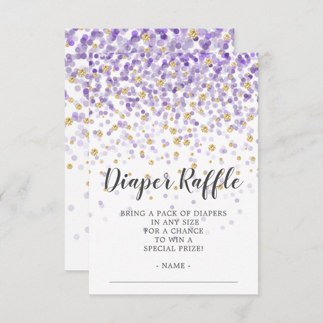 Invitación Boleto de Raffle de Baby Shower de Purple Confetti (Anverso / Reverso)